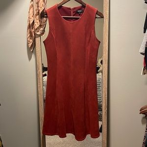 DKNY size 8 stunning burnt orange suede like dress